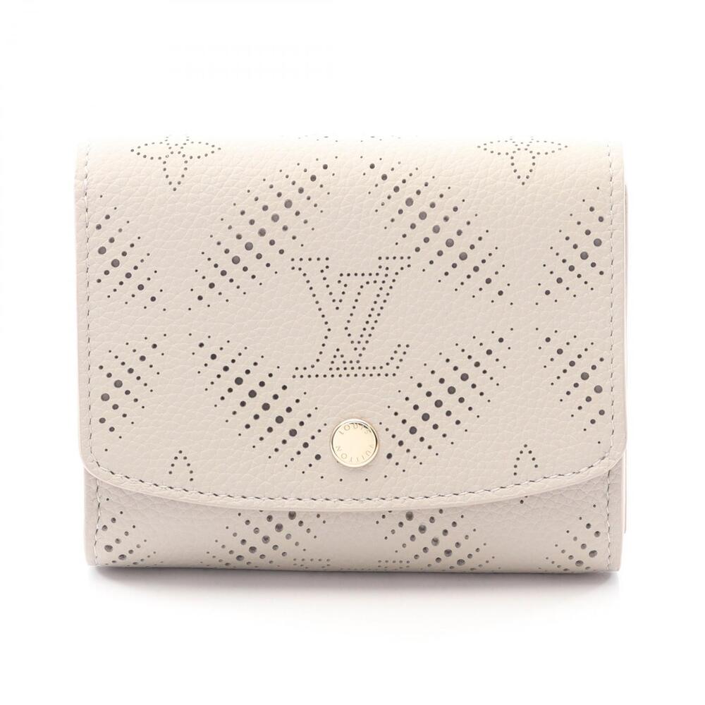 Louis Vuitton Portefeuille Iris Compact Mahina Bloom Bifold Wallet Leather Gray